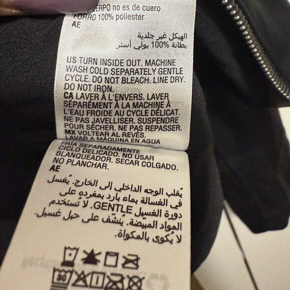 Alfani Women’s Black Faux Leather Zip Front Jacket Size Small Sleek Moto Style - Picture 8 of 12